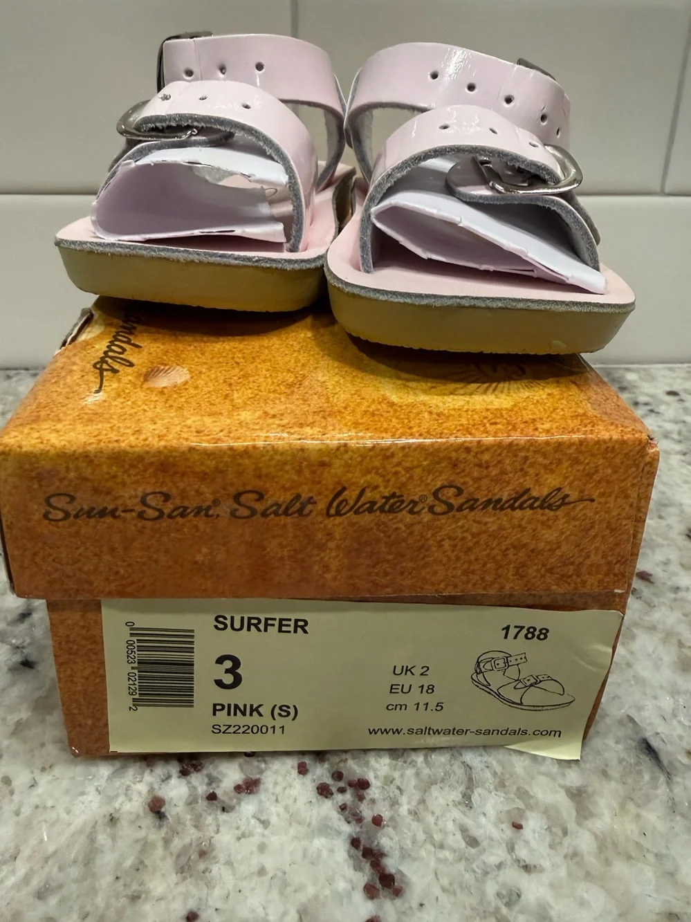 Salt Water Sandals Genuine Leather Light Pink Double Buckle Toddler Size 3 NIB